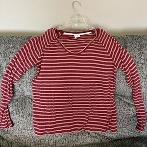 CAbi Red and White Fitted Long Sleeve Hoodie